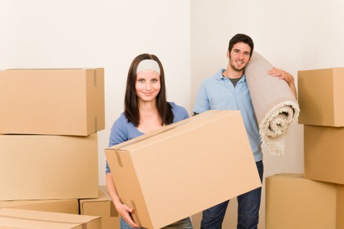 Packed boxes and furniture prepared for a house move in Waterloo