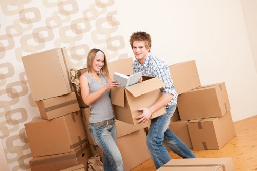 Careful loading of furniture and boxes into a removal van for a Waterloo property move