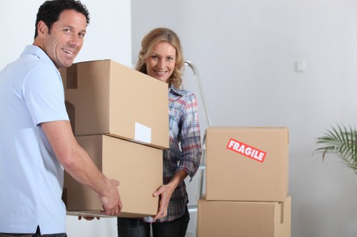 Mover using proper lifting technique during a Waterloo relocation